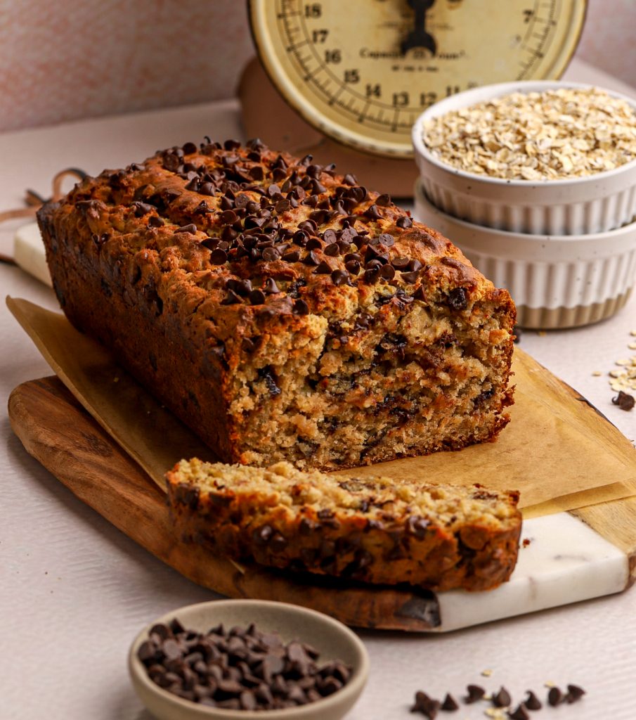 Banana Oat Peanut butter Chocolate Loaf