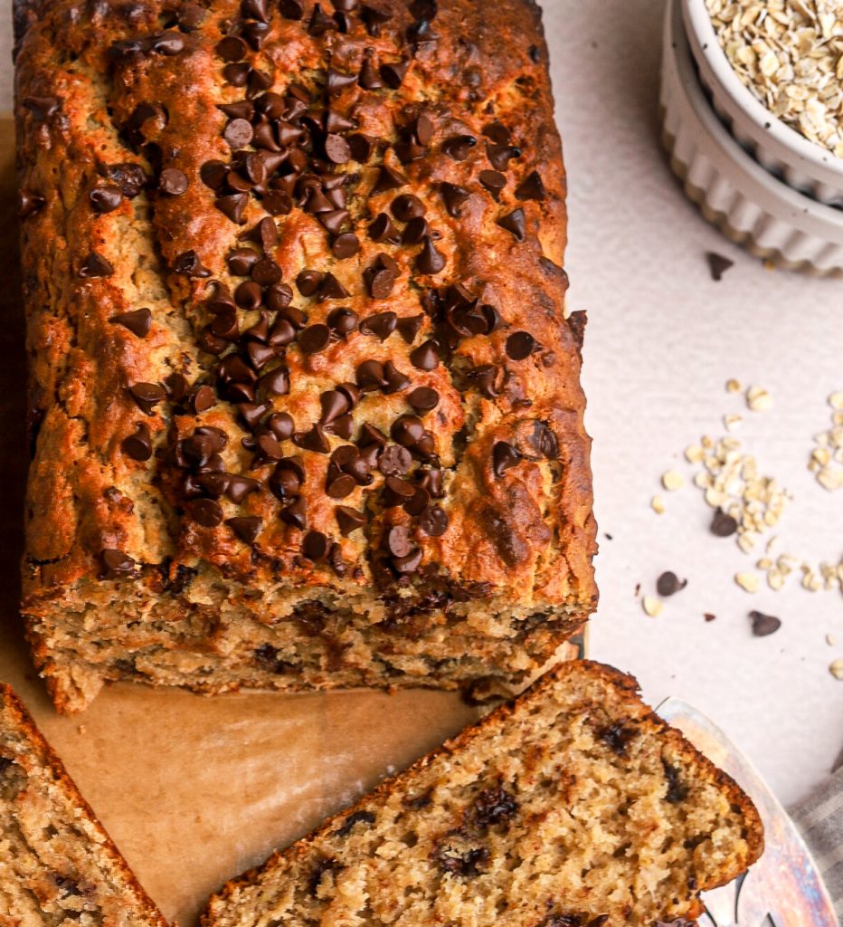 Banana Oat Peanut butter Chocolate Loaf