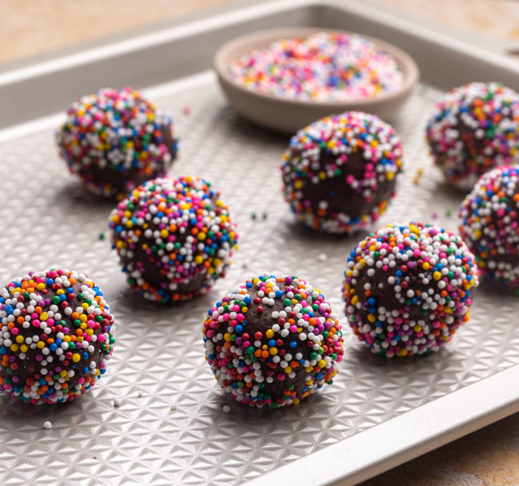 Chocolate Sprinkle Thumbprint Cookies