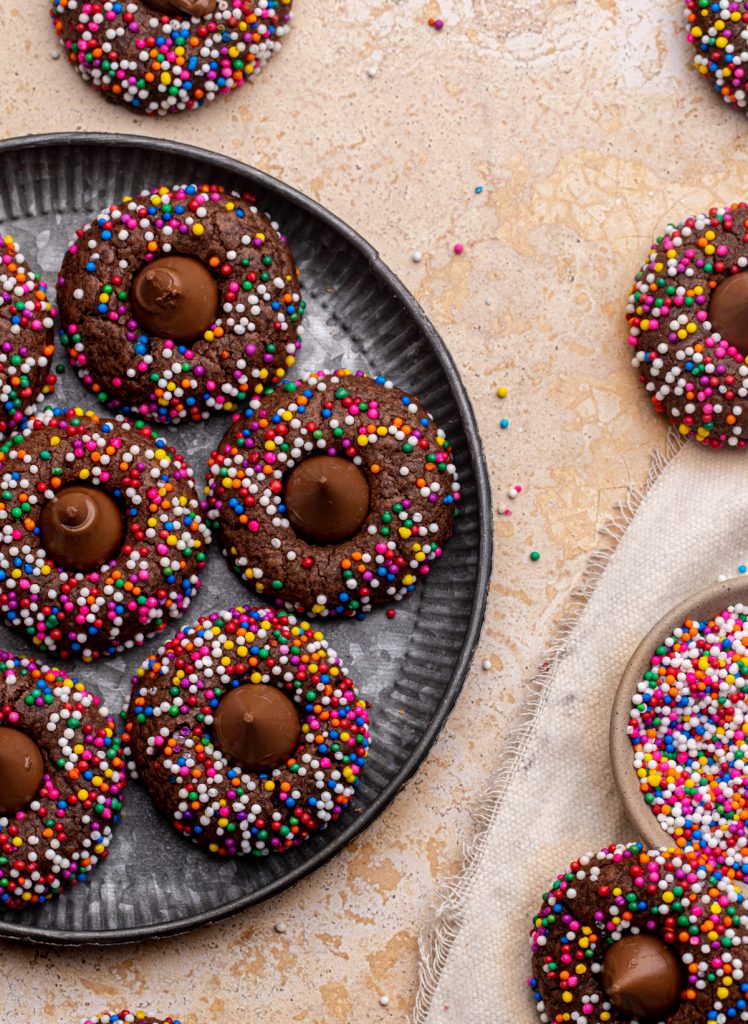 Chocolate Sprinkle Thumbprint Cookies