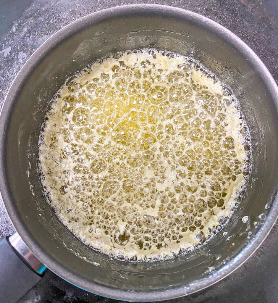 Butter starts to foam up