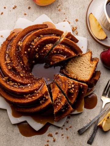 Apple Cider Bundt Cake With Toffee Glaze