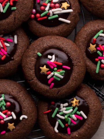 Christmas Chocolate Thumbprint Cookies