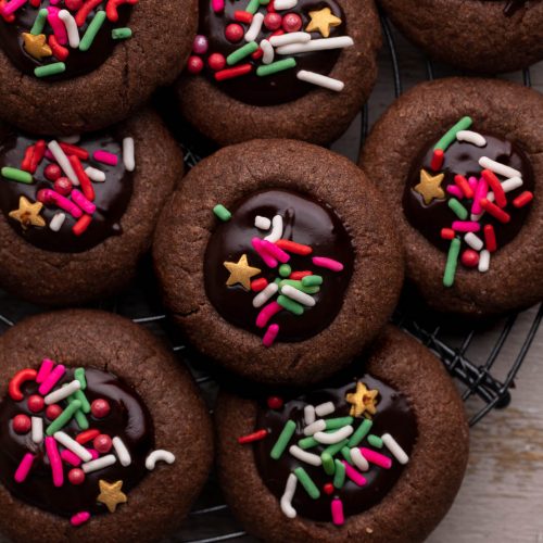 Christmas Chocolate Thumbprint Cookies