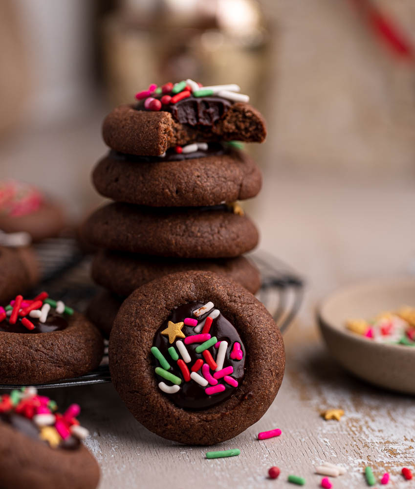 Christmas Chocolate Thumbprint Cookies