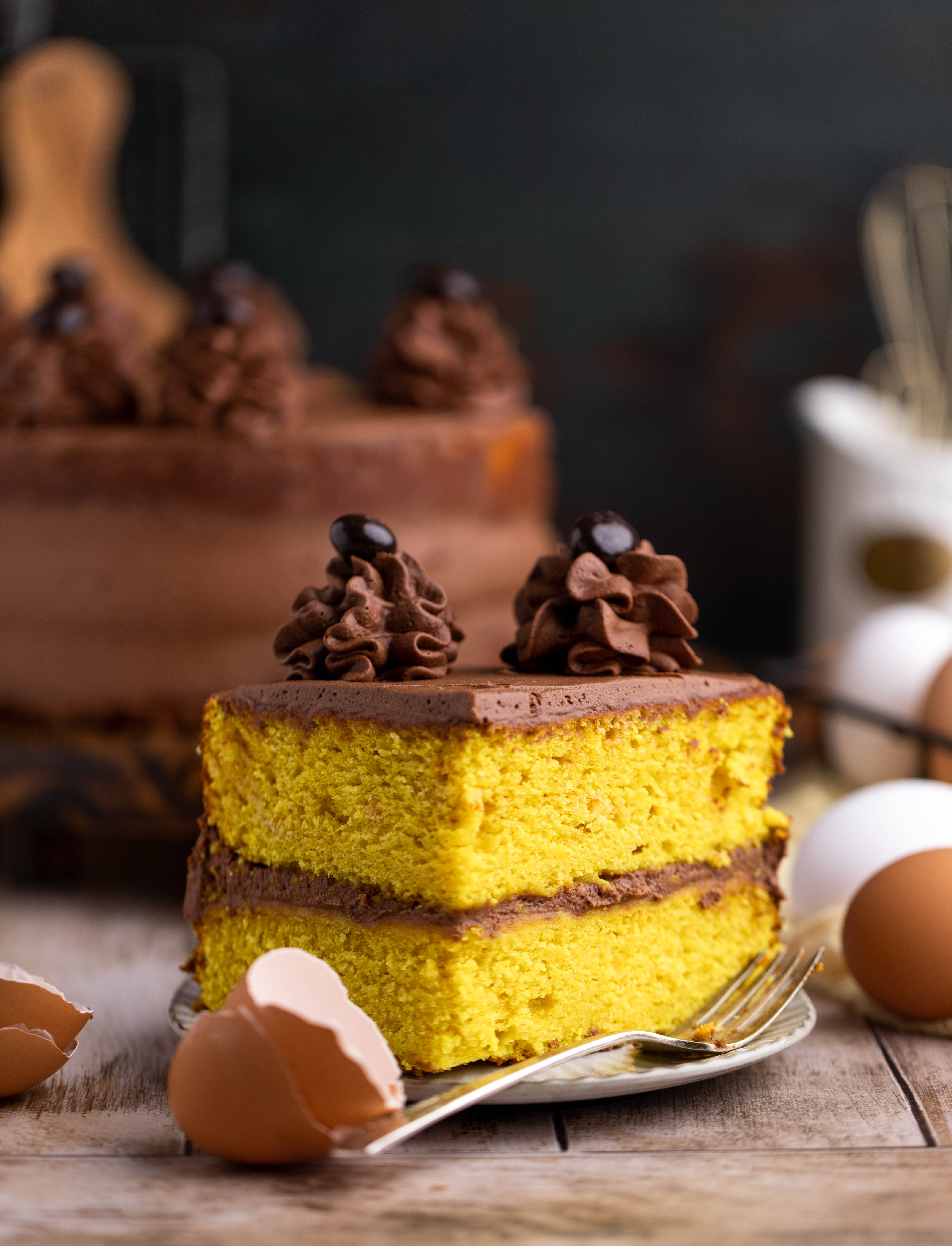 Yellow Cake with Chocolate Fudge Frosting