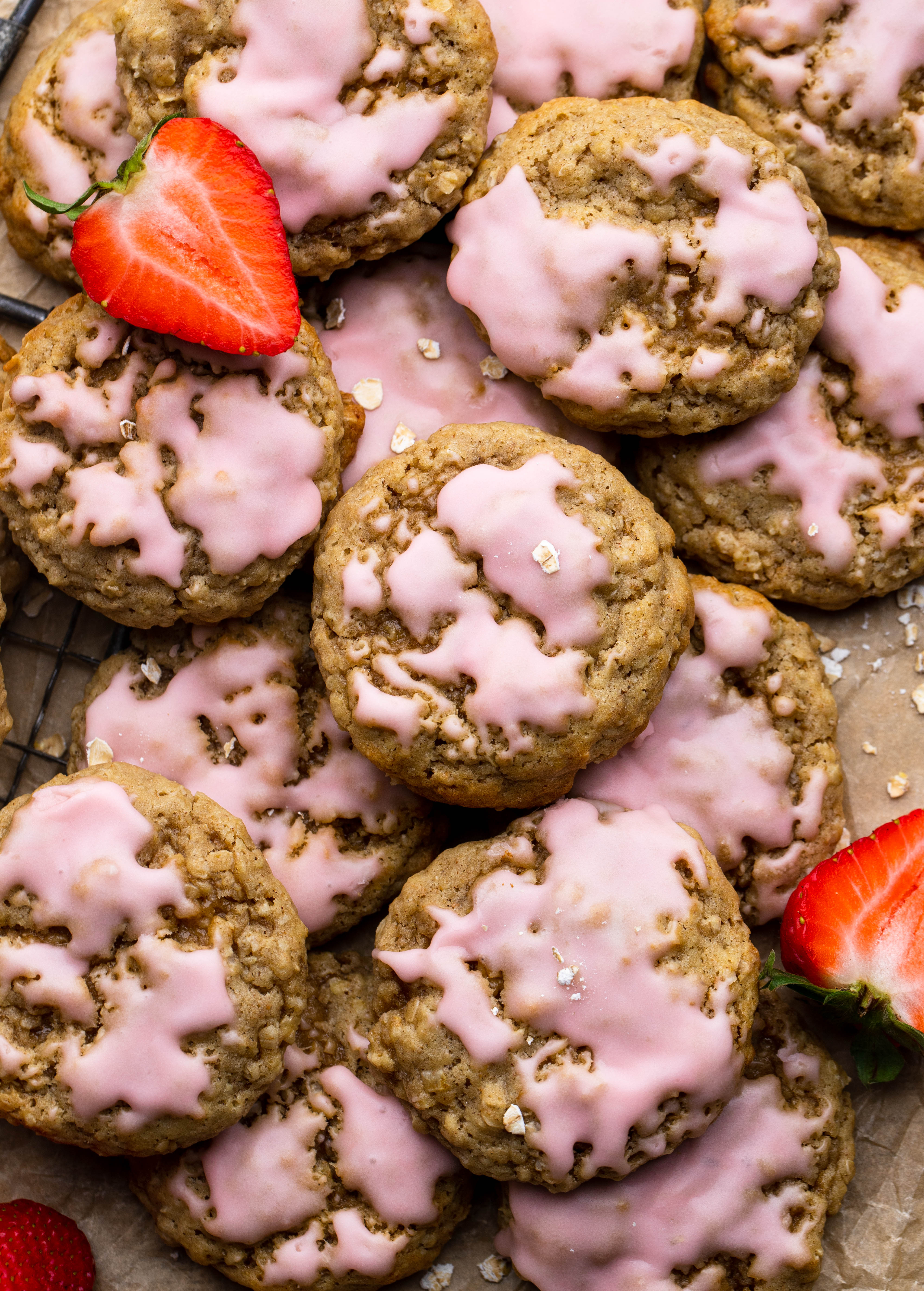 Strawberry Glaze Oatmeal Cookies