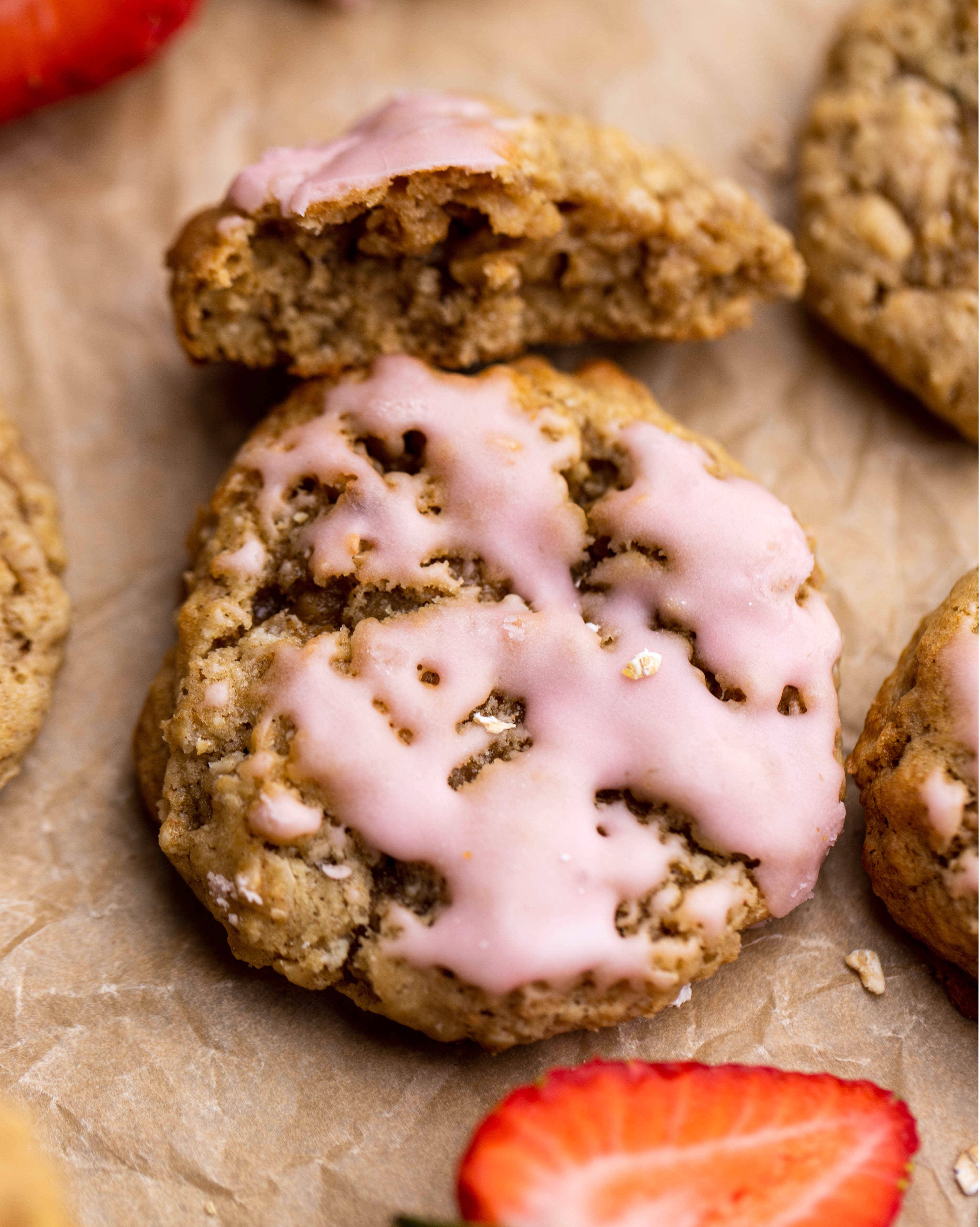 Strawberry Glaze Oatmeal Cookies