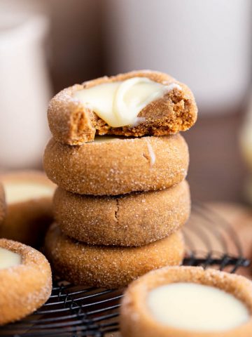 Gingerbread Eggnog Thumbprint Cookies